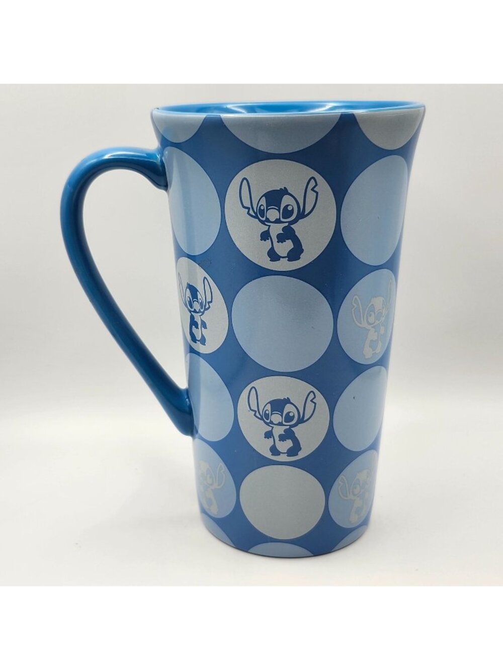 Disney Stitch Ohana Means Family Blue Polka Dot 16oz Ceramic Mug Disney Store